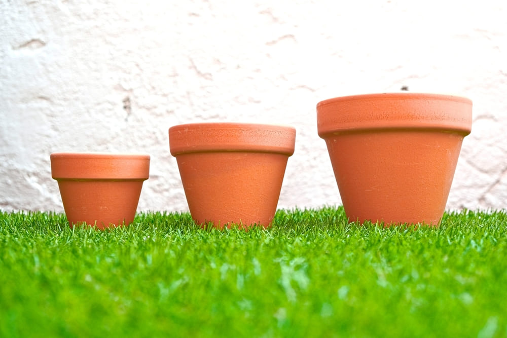 大きさの違う3つの植木鉢の画像