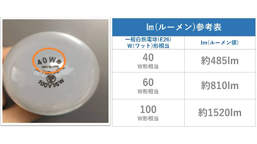 ルーメン参考表