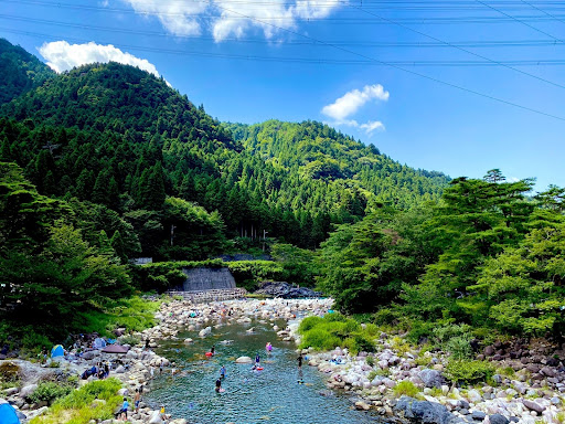 山の緑や、青空が綺麗な川の風景