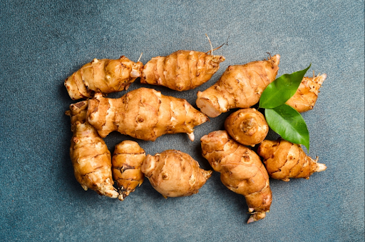 収穫されたキクイモ